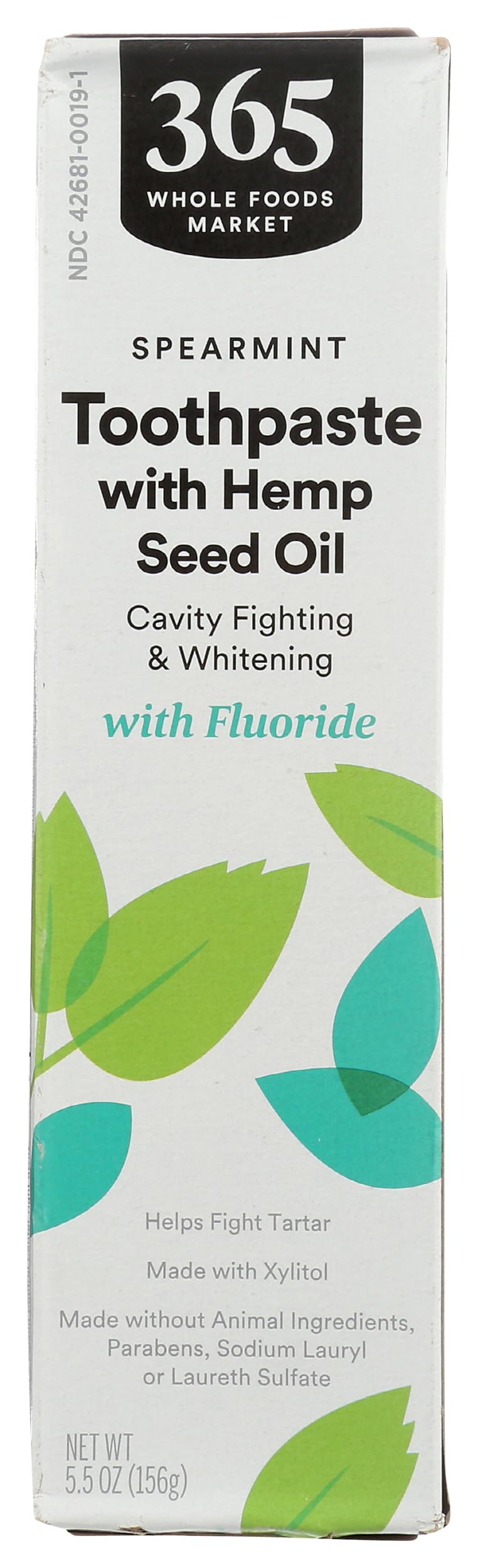 365 by Whole Foods Market Toothpaste with Hemp Seed Oil Spearmint Cavity Fighting Whitening With Fluoride 5 5
