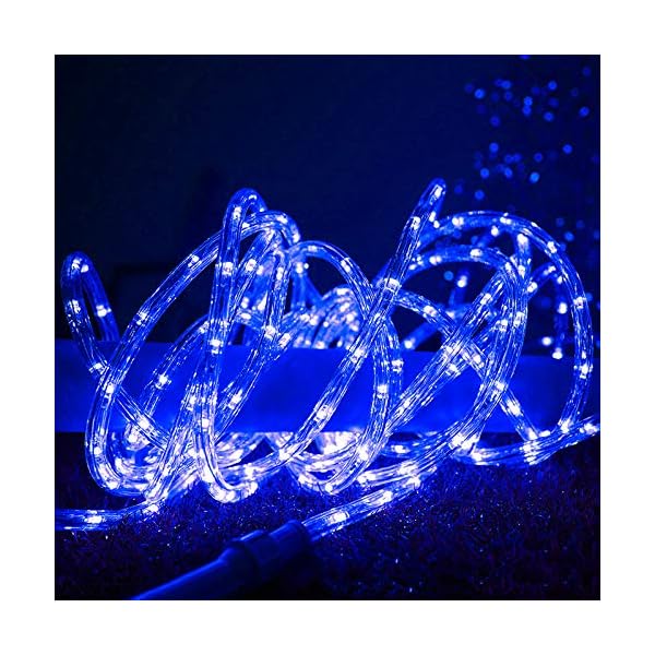 Dingfu 33ft led rope lights,110v 2 wire connectable christmas rope lights,240 led,waterproof indoor outdoor clear tube light rope for deck, patio, pool, camping, landscape lighting decorations - image 3