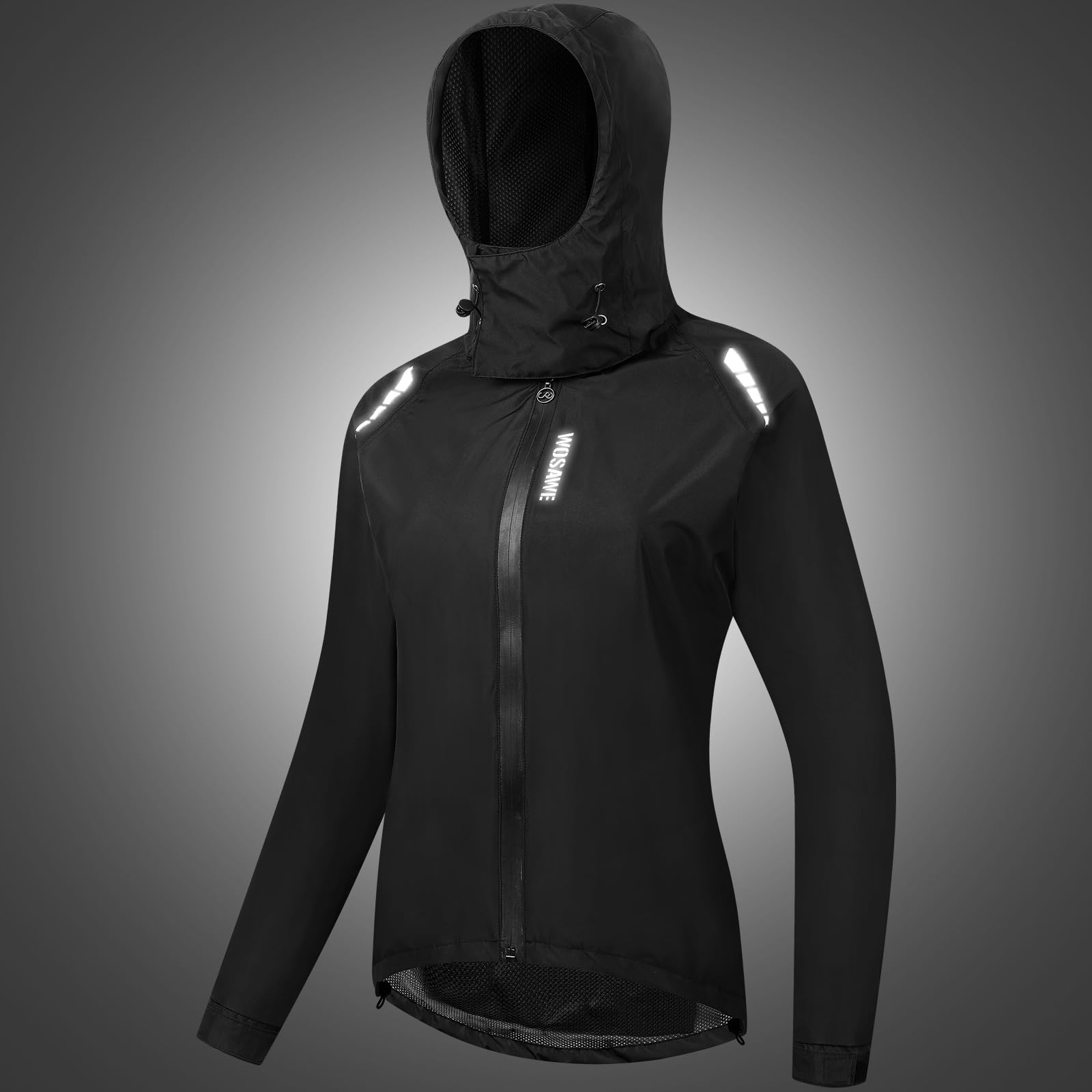 WOSAWE Veste de Cyclisme Femme Imperméable Léger Veste de Course à Capuche Coupe Vent Manteau de Pluie pour Voyage Camping Randonnée Vacance Trekking (Noir, XL)