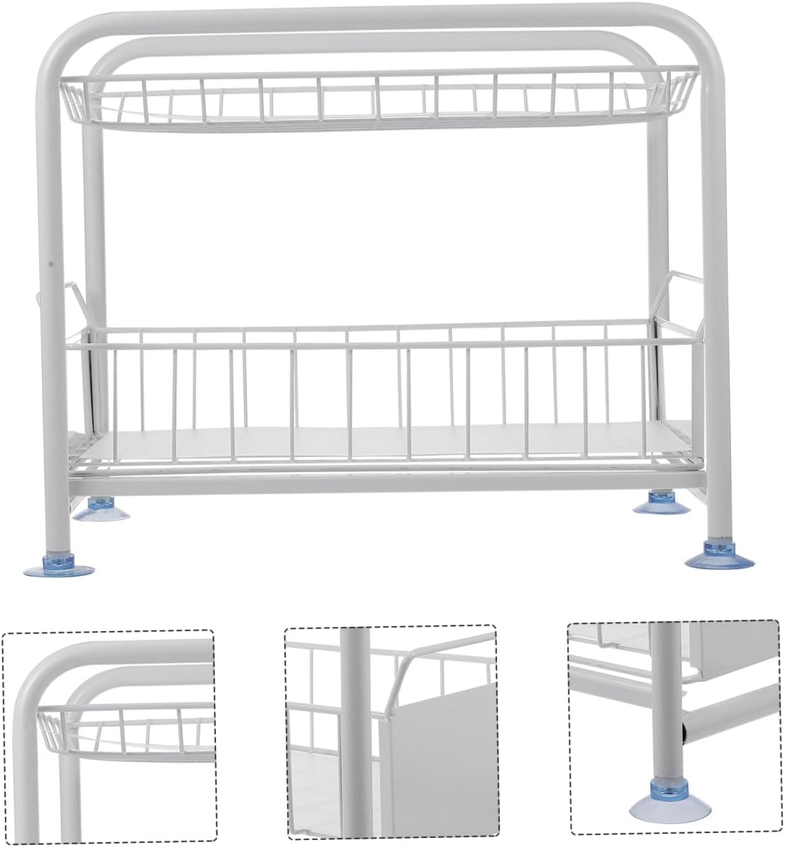 PRETYZOOM Adjustable Kitchen Under Sink Storage Rack Expandable Drawer Organizer Sturdy Steel Frame Hooks for Easy Access for Kitchen and Bathroom