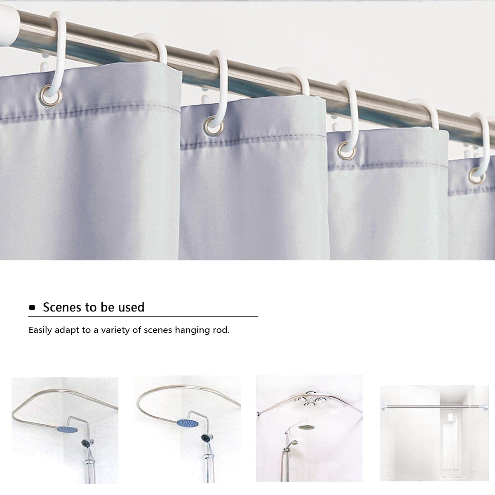 Cortina de Ducha de baño Blanca Lindo Juego de Cortina de Ducha de Cabeza de Tigre con 12 Ganchos Cortina de Ducha de habitación húmeda Cortinas de bañera limpias Impermeables W200xL240cm
