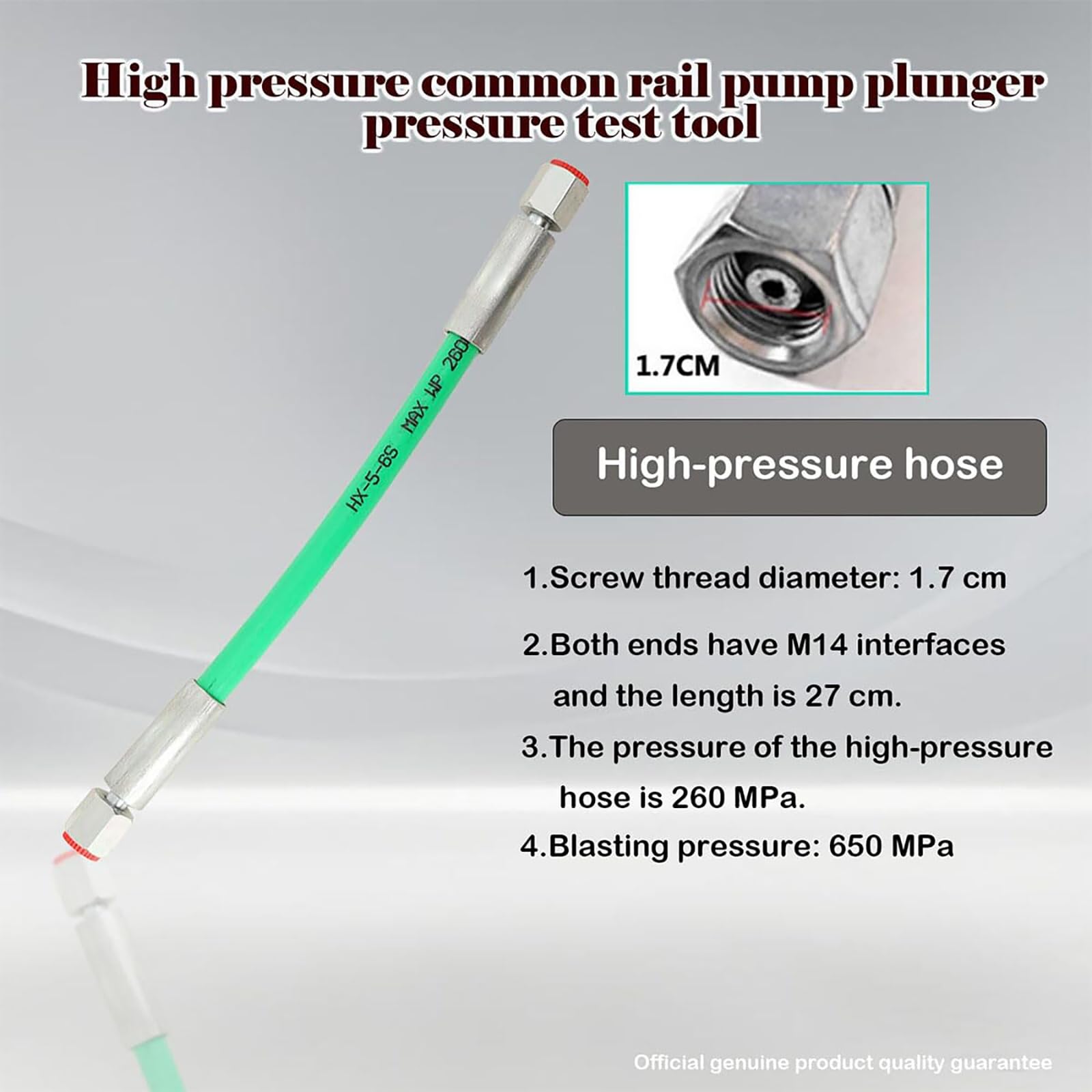 Kit de comprobación de presión de Combustible Common Rail, con émbolo para Bomba de Aceite de Alta presión, para la verificación de la Fuerza de Arranque y Funcionamiento del Motor.