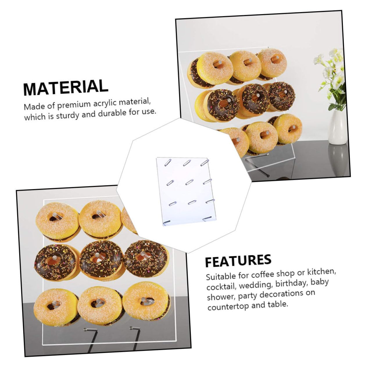 DECHOUS 1pieza Soporte De Donuts De Acrílico Transparente Para Decoración De Fiesta y Bakery Para Cumpleaños y Bodas