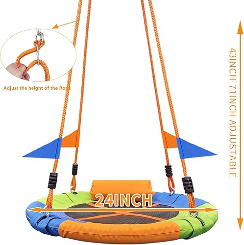 Miniatura 4 de Columpio de árbol de 24 pulgadas, columpio de árbol de telaraña, capacidad de peso de 700 libras, Oxford 900D impermeable, con almohada, correas
