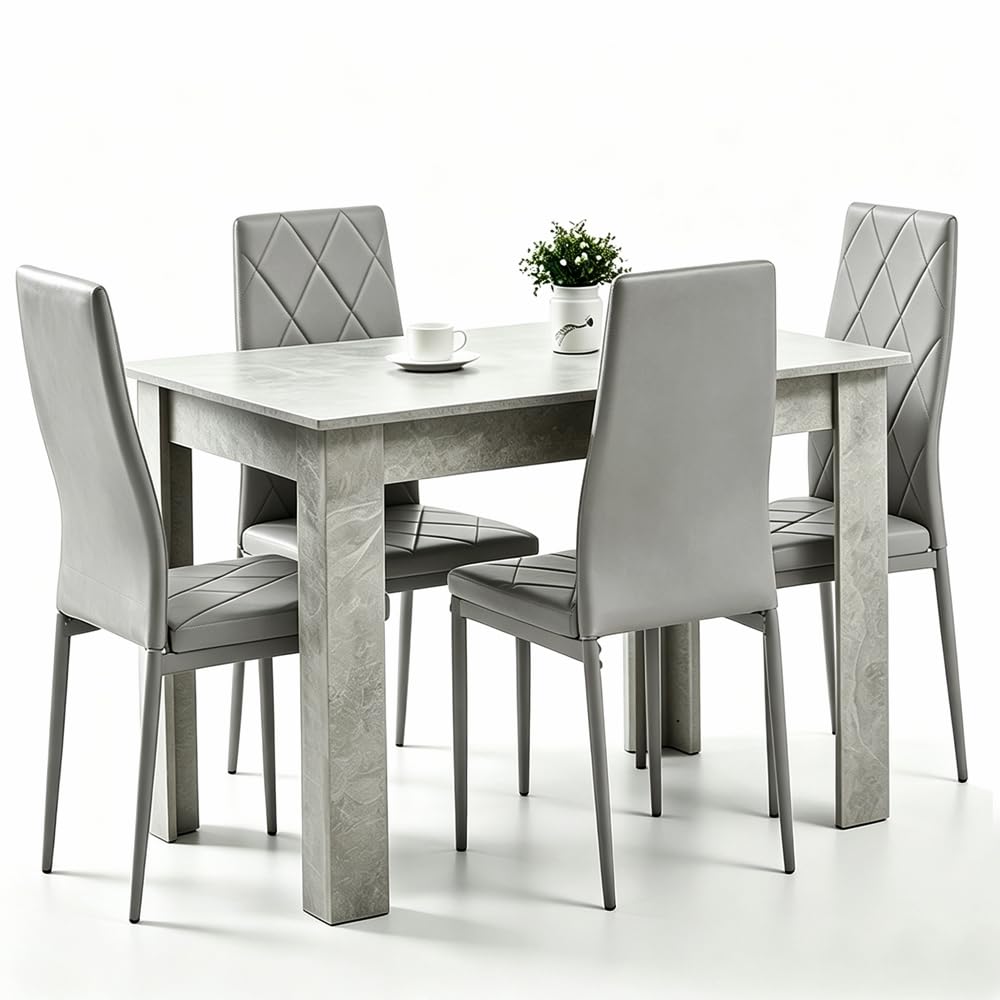 Homullel 5 Piece Dining Room Table and Chairs Set for Dining Room Kitchen, Modern Wooden Dining Table with 4 Chairs for Family Dinner Set Space Saving
