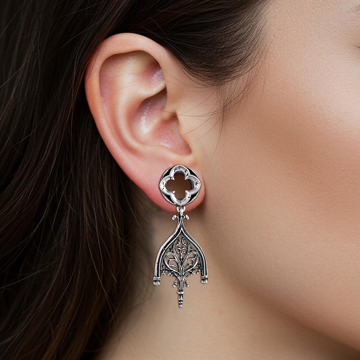 COOEAR Double Flared Ear Tunnels, Flesh Gauges for Ears, Screw Back Plugs Earrings Piercing Expander.