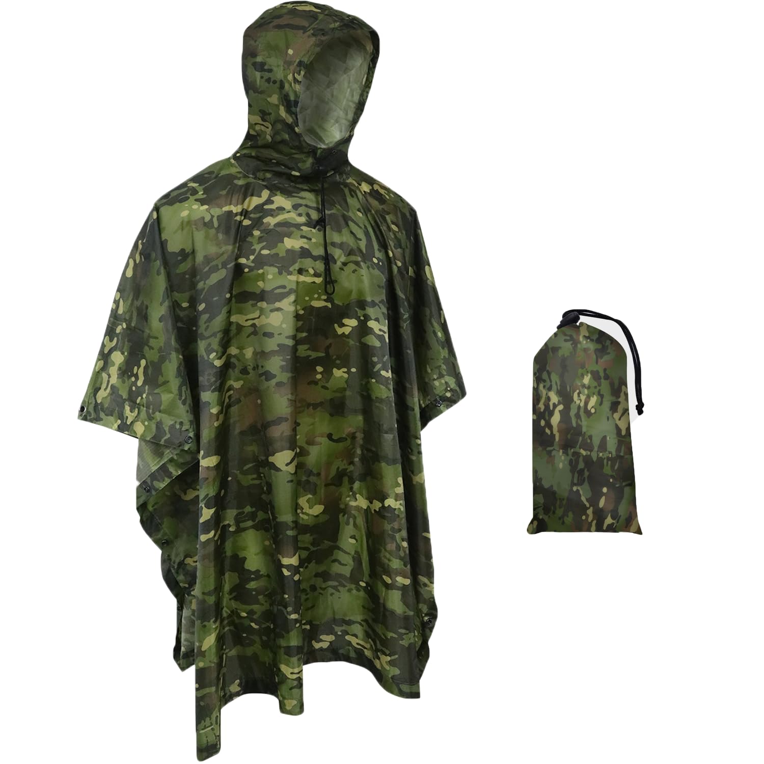 Fousam Camo Rain Poncho, Multi Use Waterproof Rain Coat