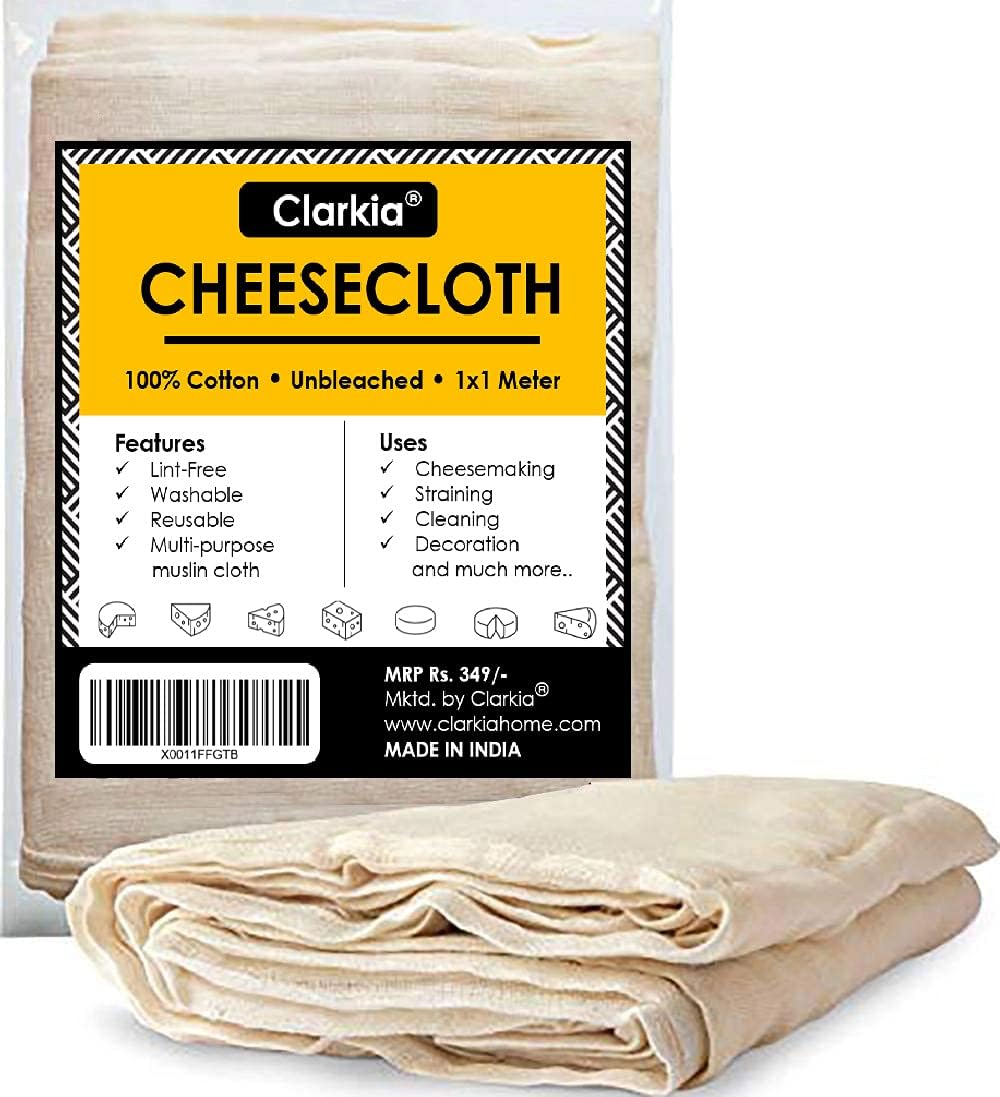 1x1 Meter Cotton Muslin Cloth or Cheese Cloth Unbleached Strainer Natural Ultra Fine Cheese Cloths for Straining Reusable, Making Cheese, Baking Fabric (1x1 Meter)