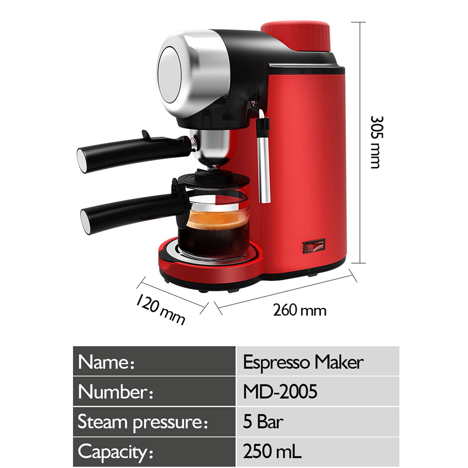 Máquina de café de filtro, máquina de espresso, cafetera de tanque de agua extraíble de alto rendimiento, filtro reutilizable de elaboración rápida (normativa británica)
