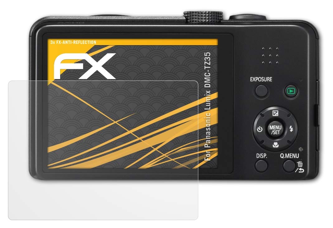 atFoliX Screen Protector compatible with Panasonic Lumix DMC-TZ35 Screen Protection Film, anti-reflective and shock-absorbing FX Protector Film (3X)