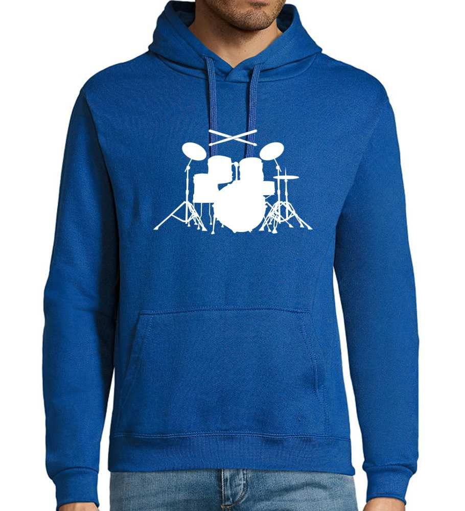 Perkusja z patyczkami męska bluza z kapturem, niebieski Royal, 4XL