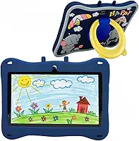 Tablet Infantil E13 Tela 7' 12GB + 2GB RAM, Wi-Fi, Bluetooth e 5G com Case Silicone, Canetinha Touch e Alça de Transporte (Azul)