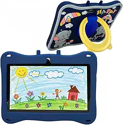 Tablet Infantil E13 Tela 7' 12GB + 2GB RAM, Wi-Fi, Bluetooth e 5G com Case Silicone, Canetinha Touch e Alça de Transporte (Azul)