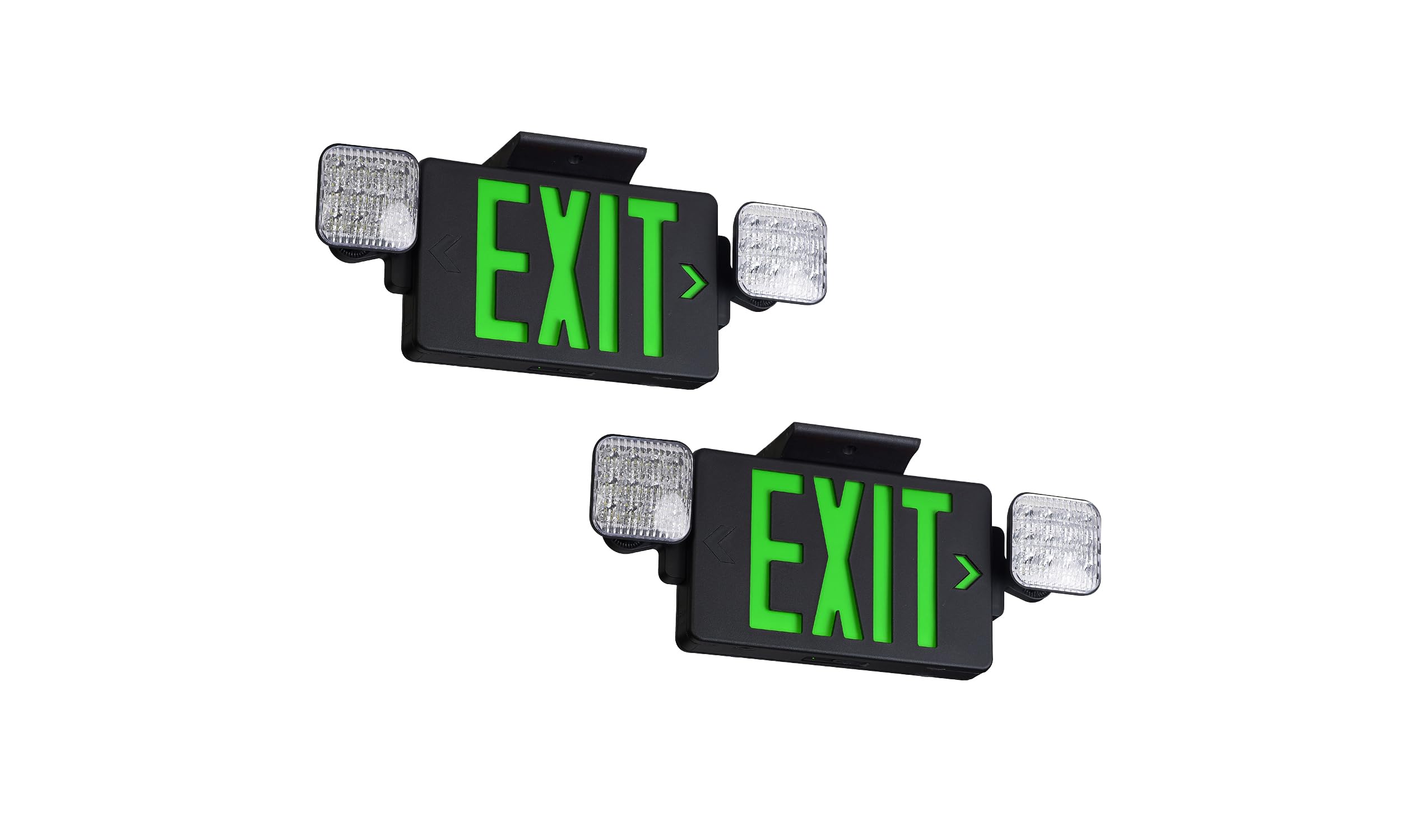 TANLUX Black Housing Exit Sign with Emergency Lights, LED Emergency Exit Light with Battery Backup, UL Listed, Commercial Emergency Lights Combo for Business - 2 Pack