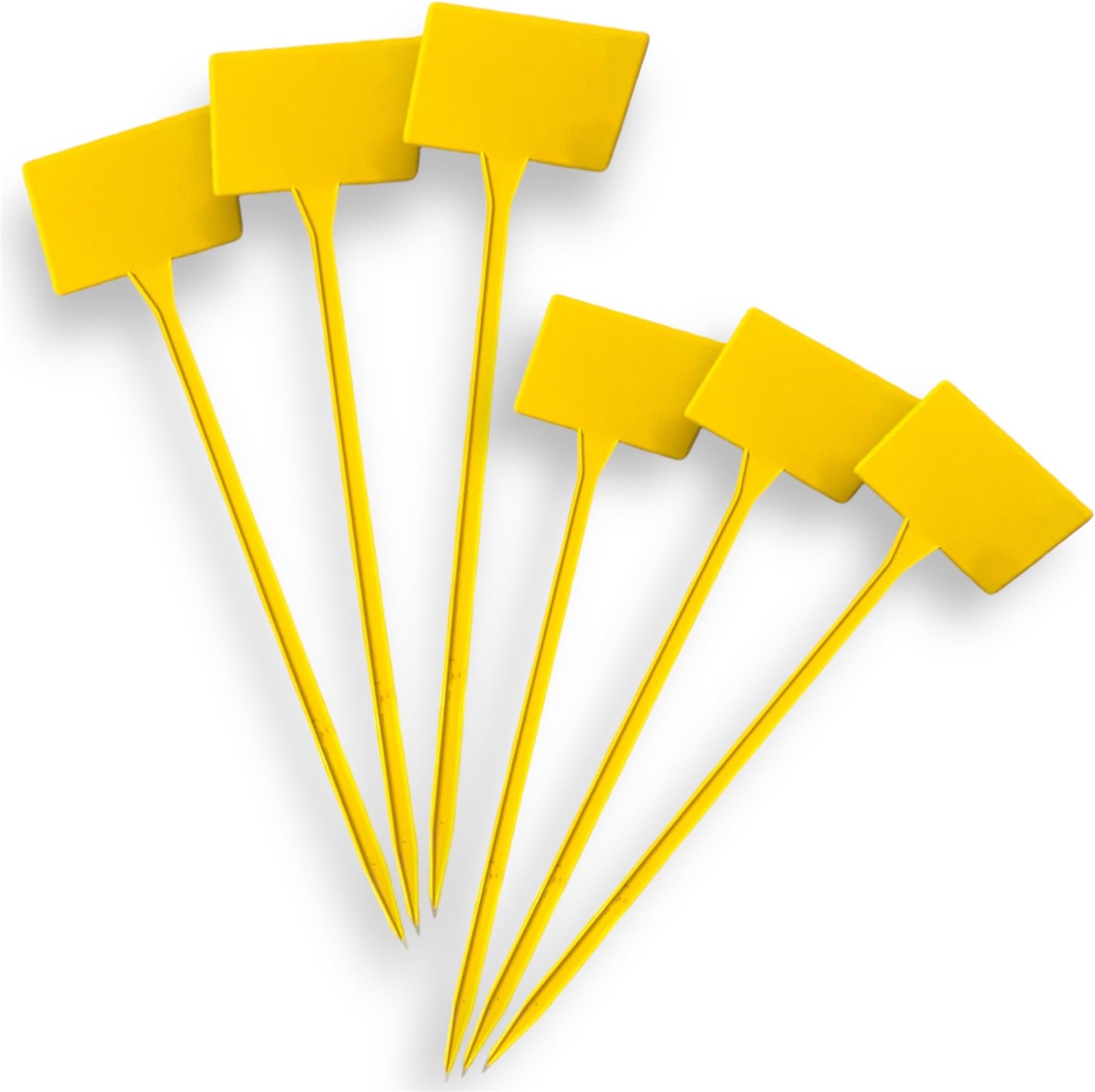 MEI Name Plate Sticks for Plants, Gardening Name Tag | Yellow Plastic T-Type Shrub | Tree Seeds Tags | Markers Nursery | Garden Labels (Big, Pack of 10)