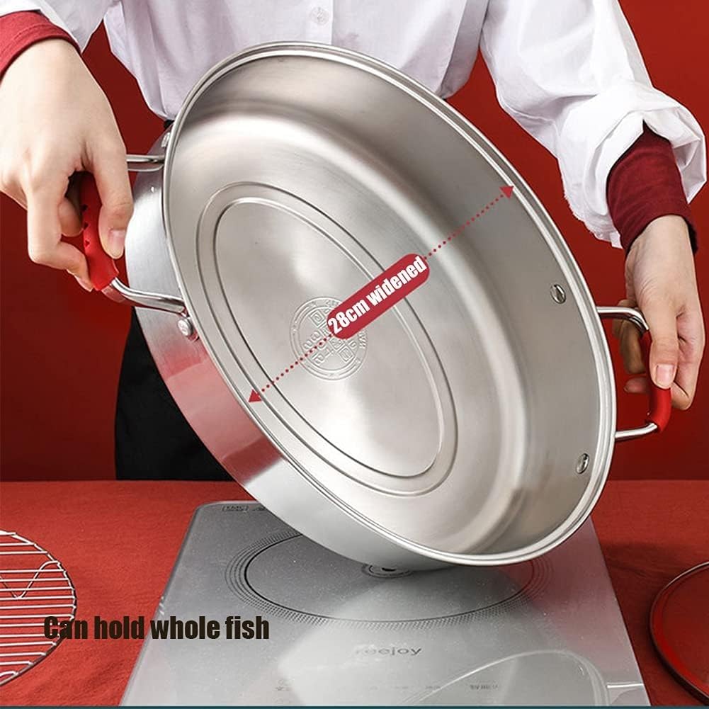 Forma Ovale 38 Cm Pentola A Vapore Pesce, Vaporiera Professionale Acciaio Inossidabile, Multifunzione Strumento da Cucina Universale per Fornelli A Induzione, Fornelli,B