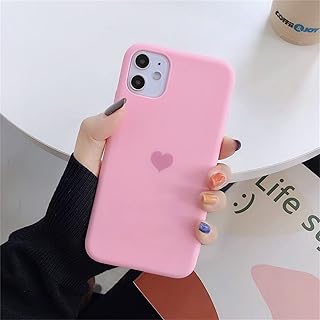 Emlivi Carcasa para iPhone 12 Mini de silicona con diseño de corazón, ultrafina, silicona líquida, antideslizante, antigolpes, resistente a los arañazos, compatible con iPhone 12 Mini, color rosa