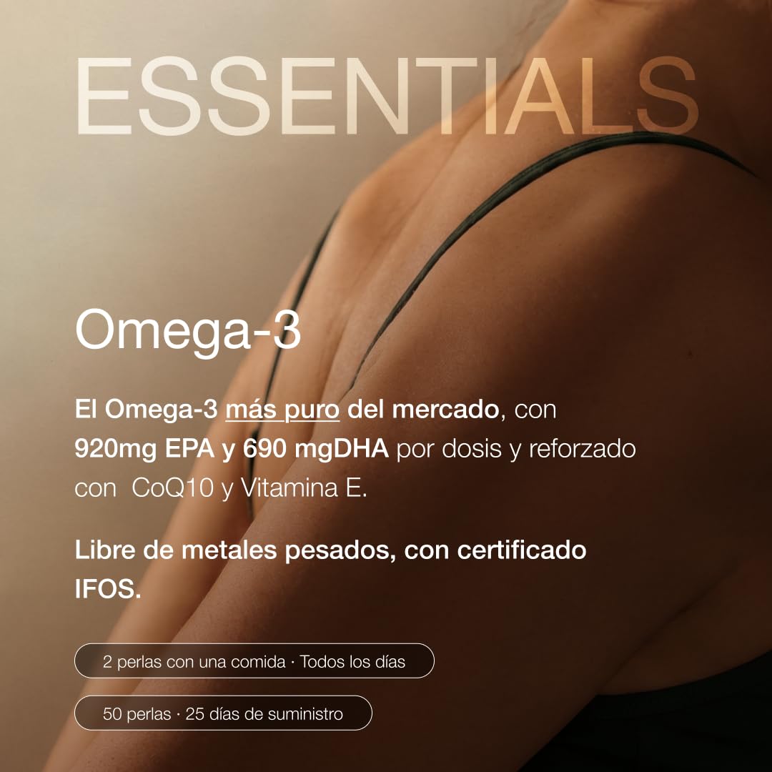 ZZEN - Omega 3 IFOS de 1840 mg | EPA (920 mg) y DHA (690 mg) con Coenzima Q10 (100 mg) y Vitamina E, Corazón, Función Cerebral y Visión, 50 Perlas de Alta Concentración y Biodisponibilidad