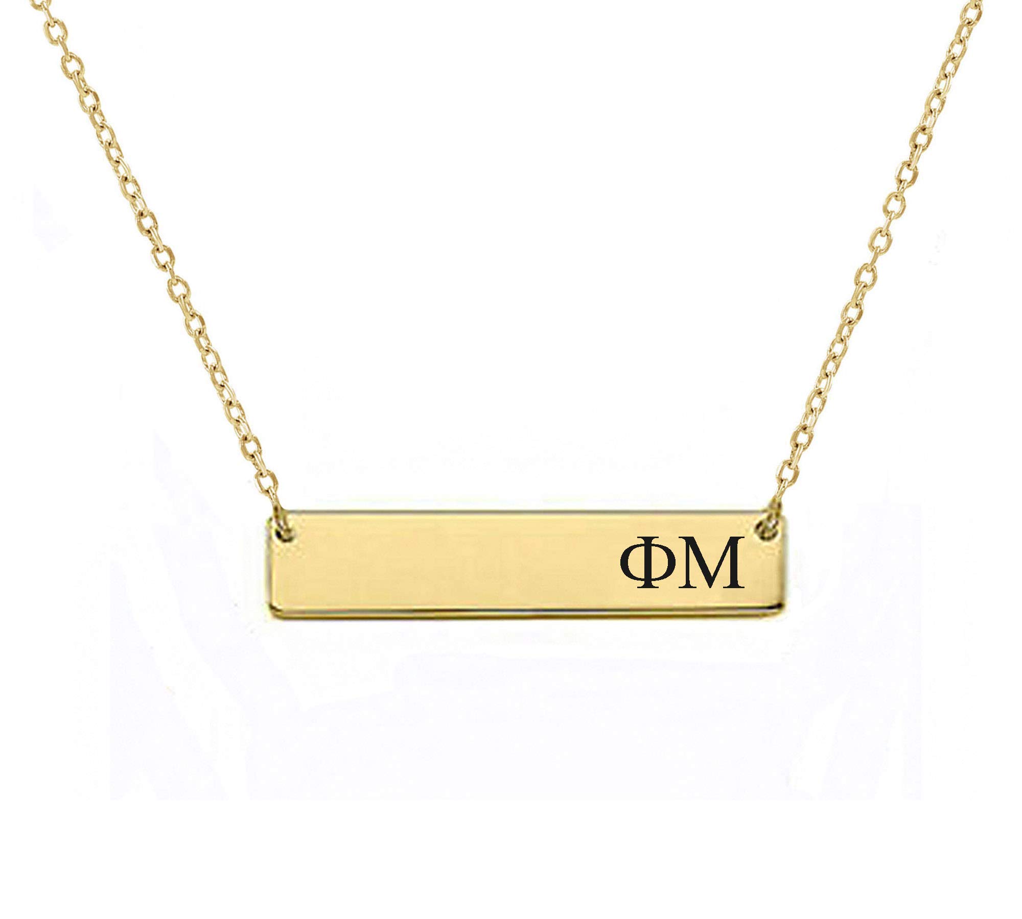 Phi Mu Sorority Bar Necklace Greek Sorority Letters with Adjustable Chain