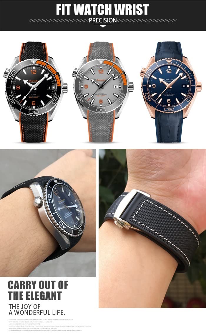 VELORE Correa de reloj de nailon de goma, 21mm, 22mm, 19mm, 20mm, para correa Omega Planet Ocean Seamaster 300, pulsera de goma