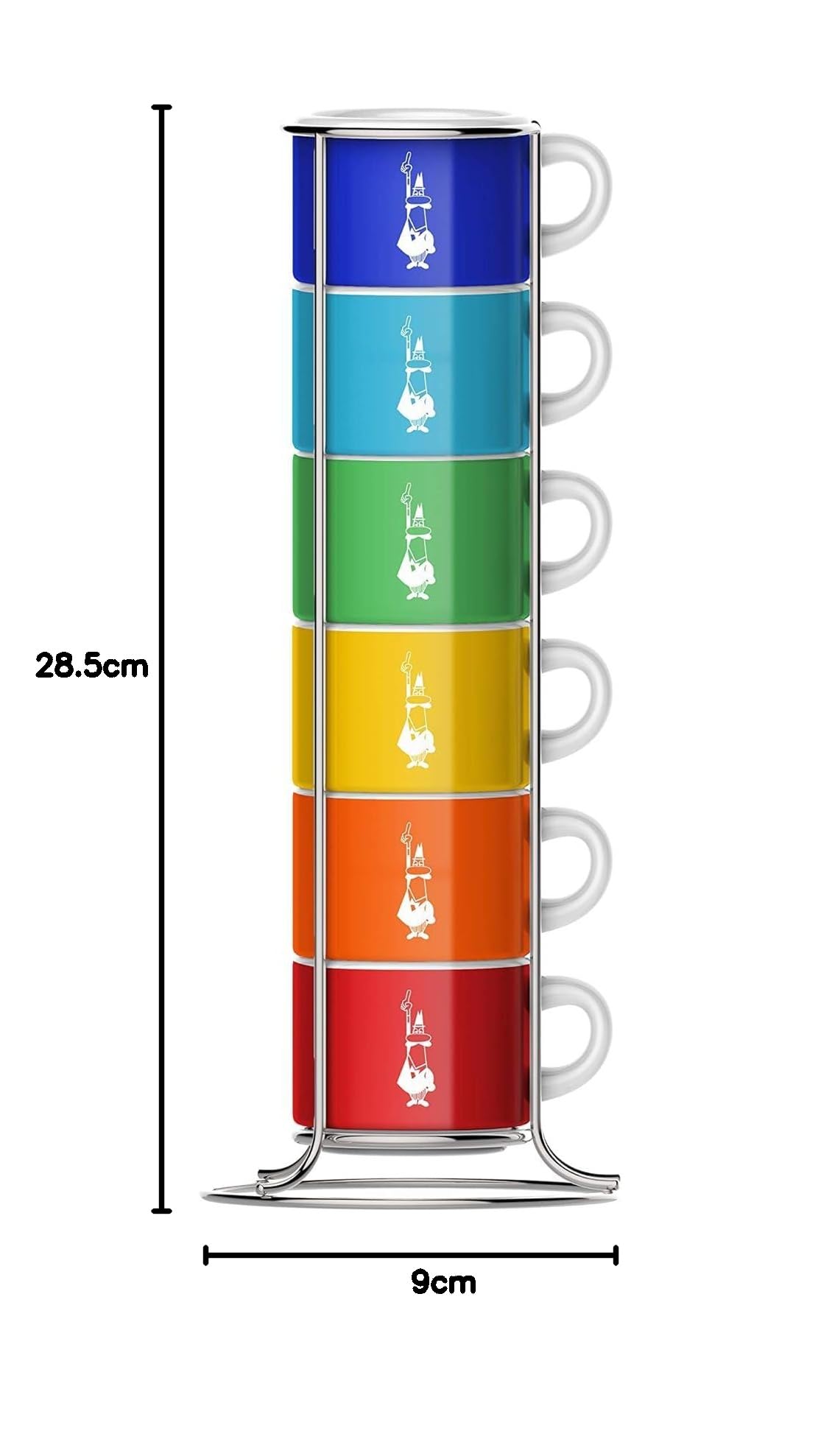 Bialetti Sechs stapelbare Becher, mehrfarbig, Porzellan, 7-teiliges Set