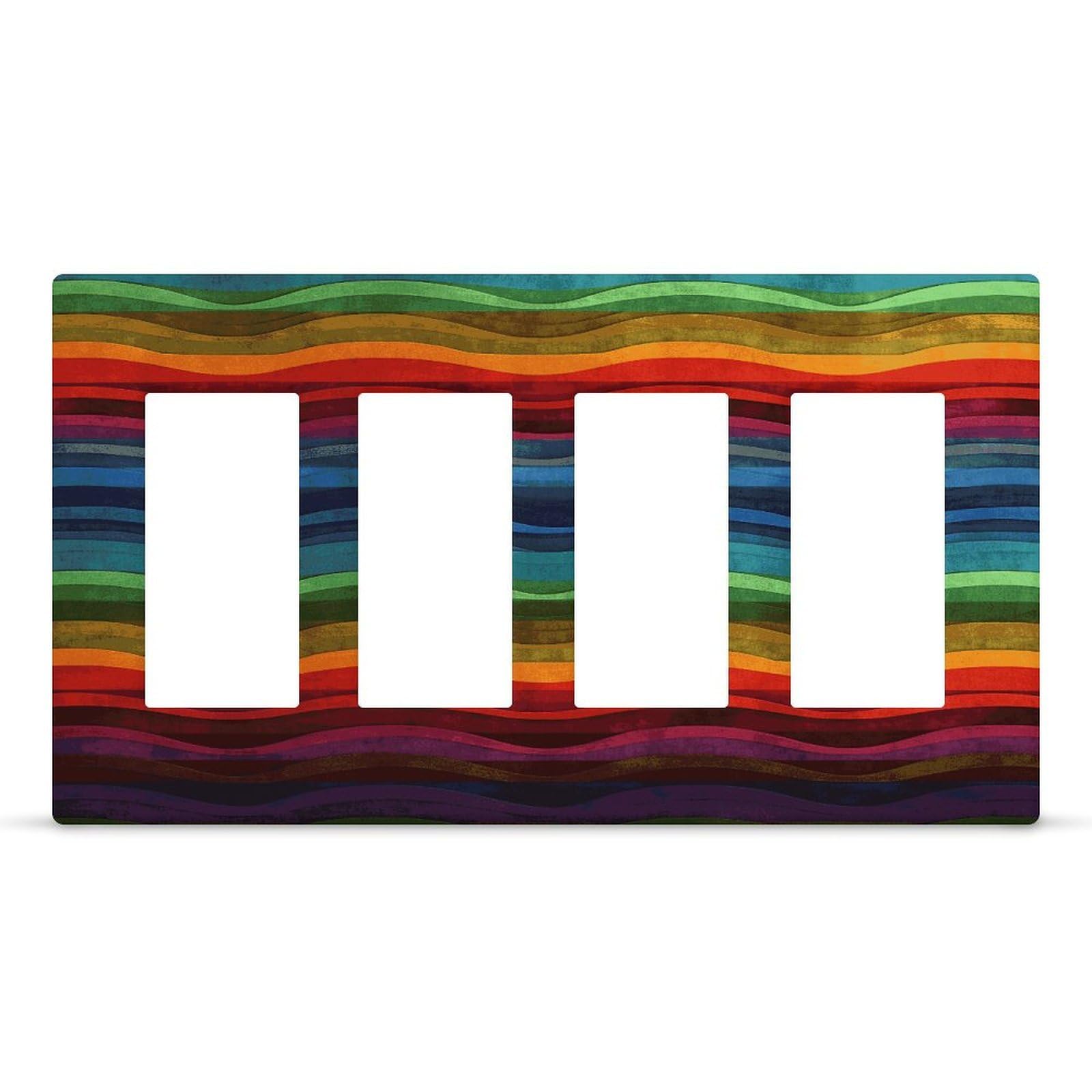 Rainbow Wall Plate Cover Unbreakable Thermoplastic Faceplate Cover Receptacle Outlet Covers Rocker Light Switch Covers 4-Gang Hidden Screw Face Plate for House 8.3x 4.7