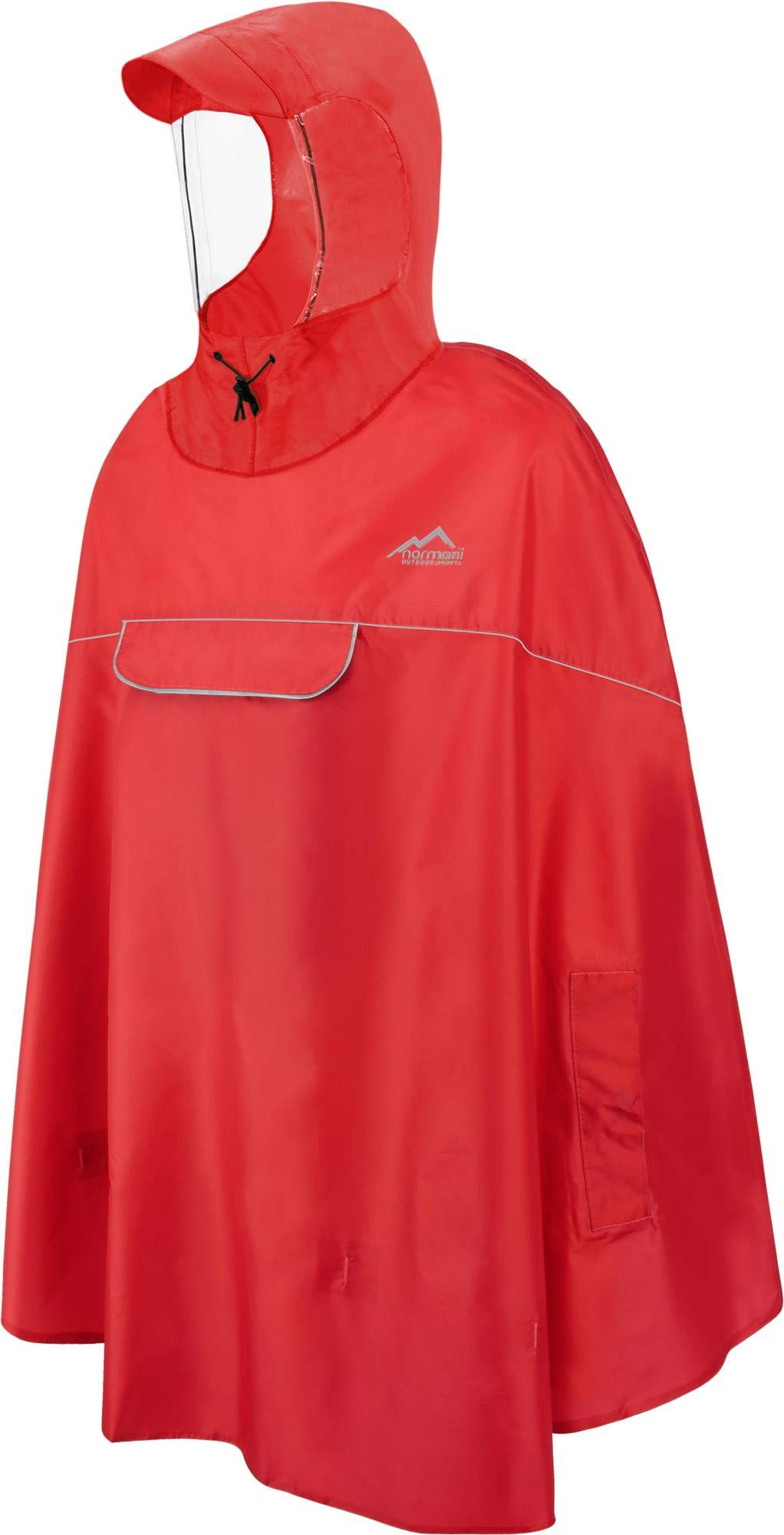 normani Wasserdichter Fahrrad-Regenponcho Regencape für Damen und Herren - Kapuze mit Sichtfenster - Wassersäule: 12.000 mm - 3M™ Scotchlite™ Reflektor und YKK-Reißverschluss