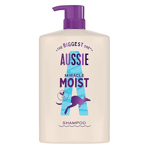 Aussie Miracle Moist Shampoo 1L, XXL Value pack. Moisturizing Formula to Revive & Restore Damaged and Dry Hair. With Macadamia Nut Oil, Cruelty-Free - Moist Shampoo