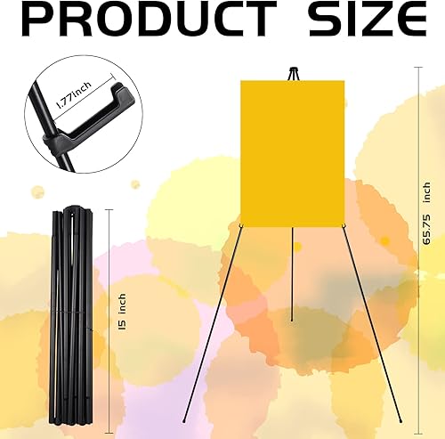 Miniatura 2 de Paquete de 9 caballetes de exhibición de 63 pulgadas, soporte portátil de pintura  Caballete plegable de metal ligero telescópico trípode para