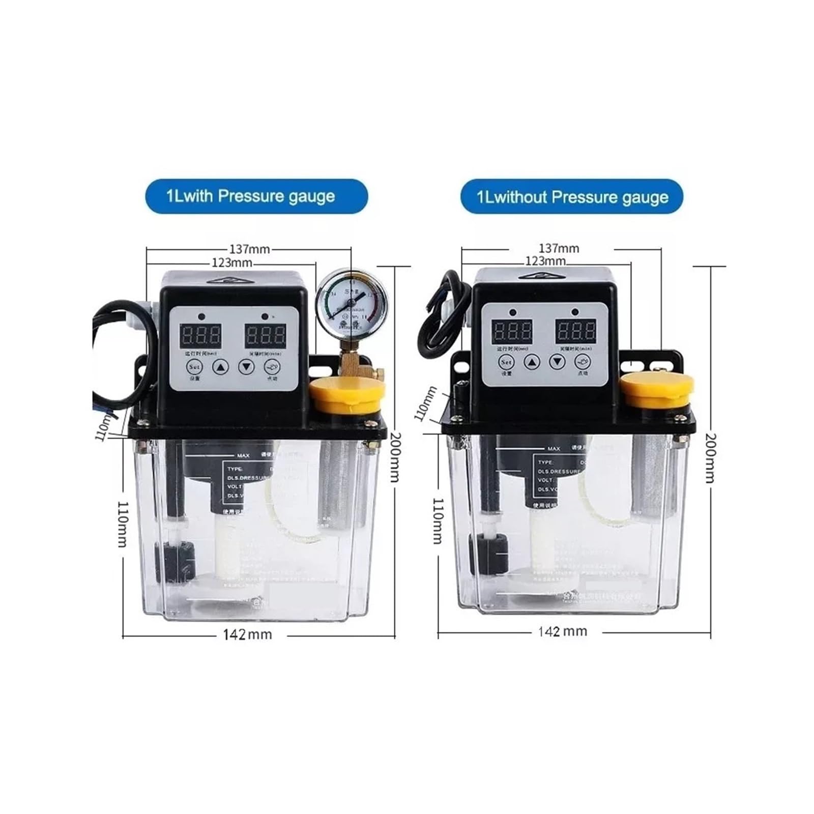 Bomba De Lubricación Automática Bomba de lubricación Bomba de Aceite y lubricación por neblina de Aceite 220 V 0,5 L/1 L/2 L Lubricación automática de Aceite(1L withgauge)