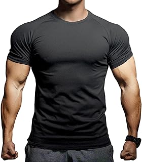 Men’s Slim Fit Muscle Gym T-Shirt Breathable Workout Shirts Crew Neck Athletic & Casual Tee T86