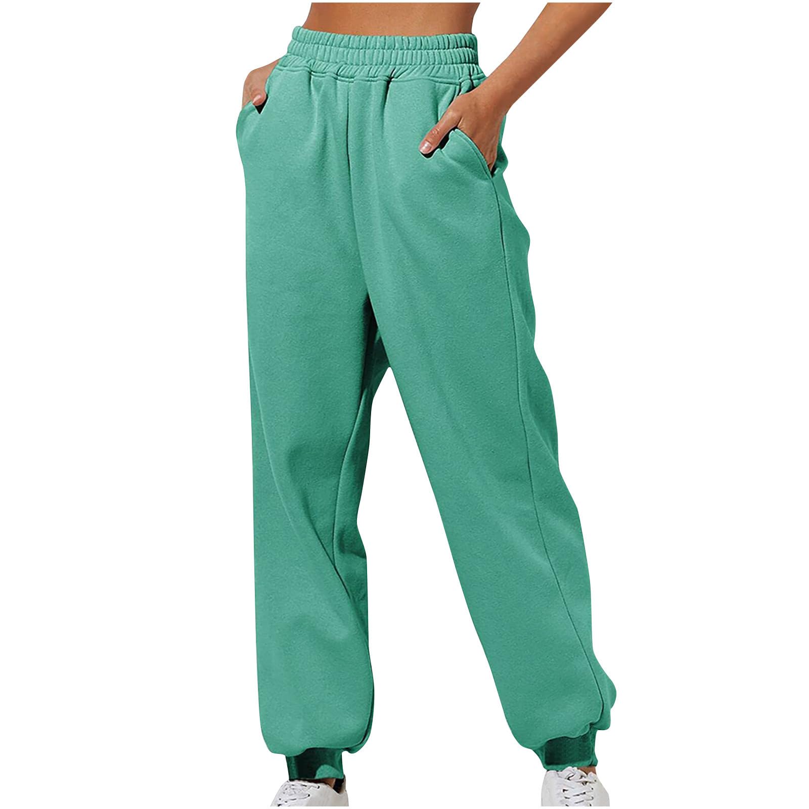 Sweatpants for Women with Pockets Casual Cinch Bottom Joggers Y2K Baggy High Waisted Outdoor Running Pants Streetwear Mint Green