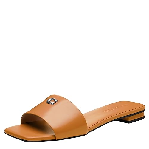 Coach Women's Sculpted C Flat Sandal - 5.5 - Honey Brown