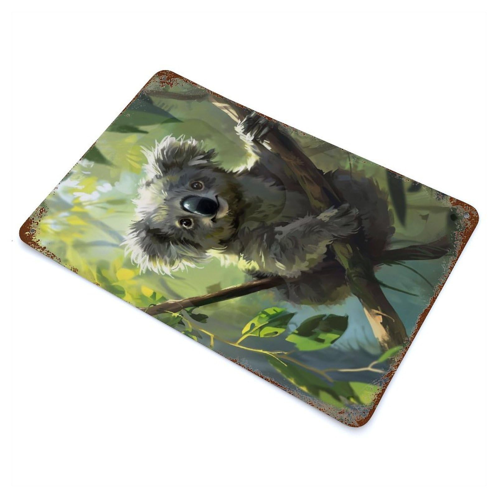 Koala 8 11.8"x7.9" Vintage Rust Metal Sign, Decorative Metal Wall Art for Living Room, Hallway And Home Decor