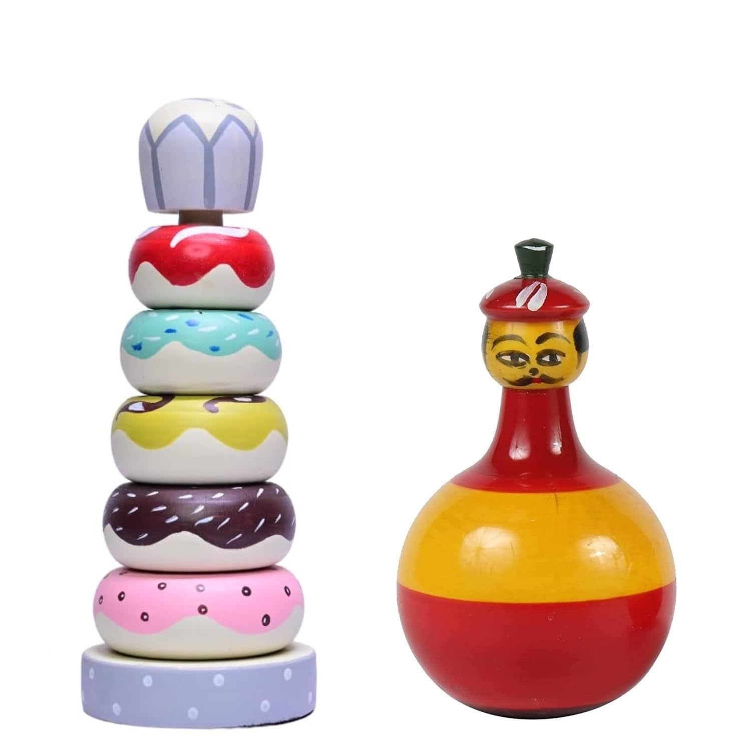CHANNAPATNA TOYS Wooden Roly Poly Balancing Doll & Stacking Rings Toys for Kids (1 Years+) - Set of 2 Pieces - Develops Curiosity & Fine Motor Skills (B09MN9Z3WV) Amazon Price History, Amazon Price Tracker