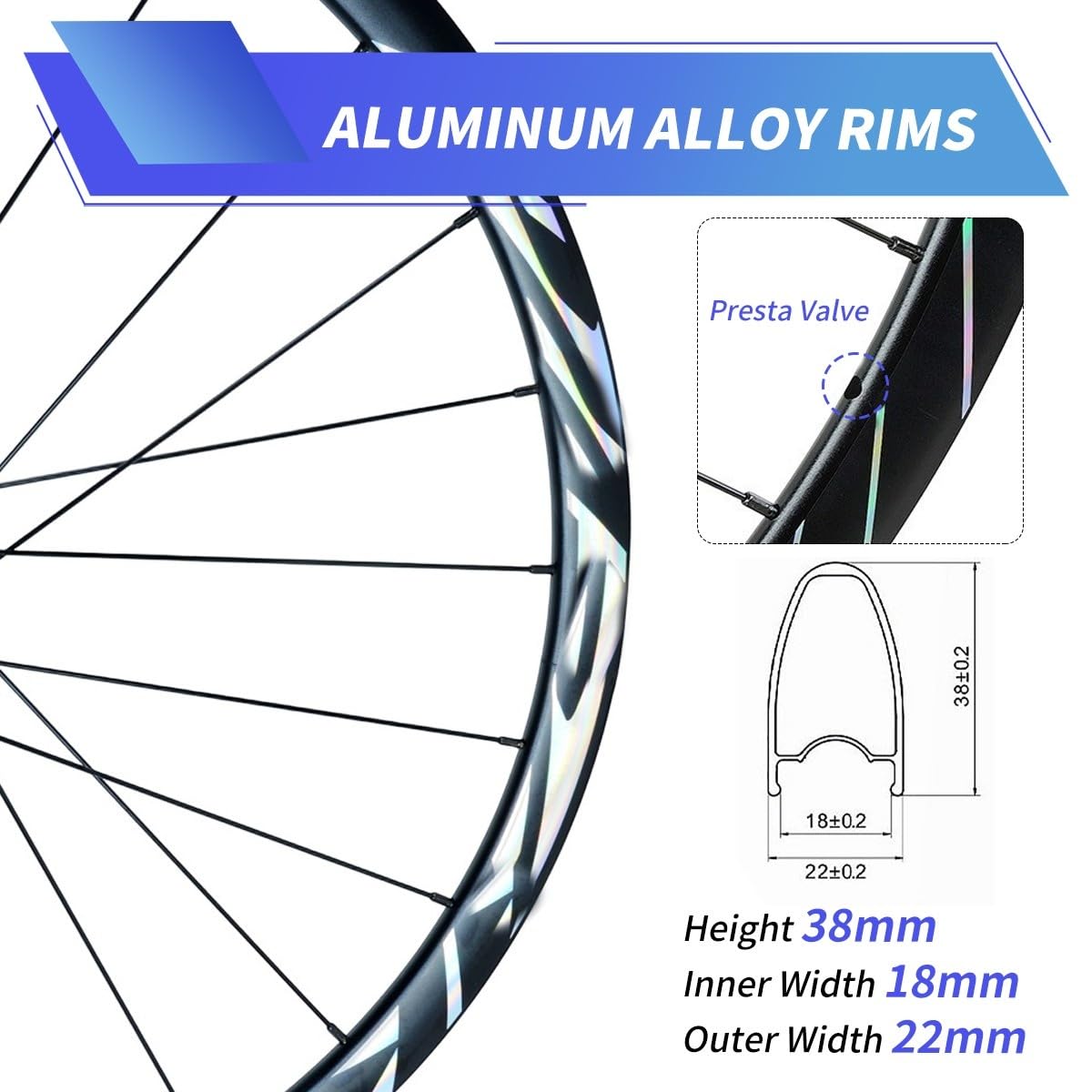 700C Ruedas De Bicicleta De Carretera,38mm Llanta De Aluminio,100/142mm