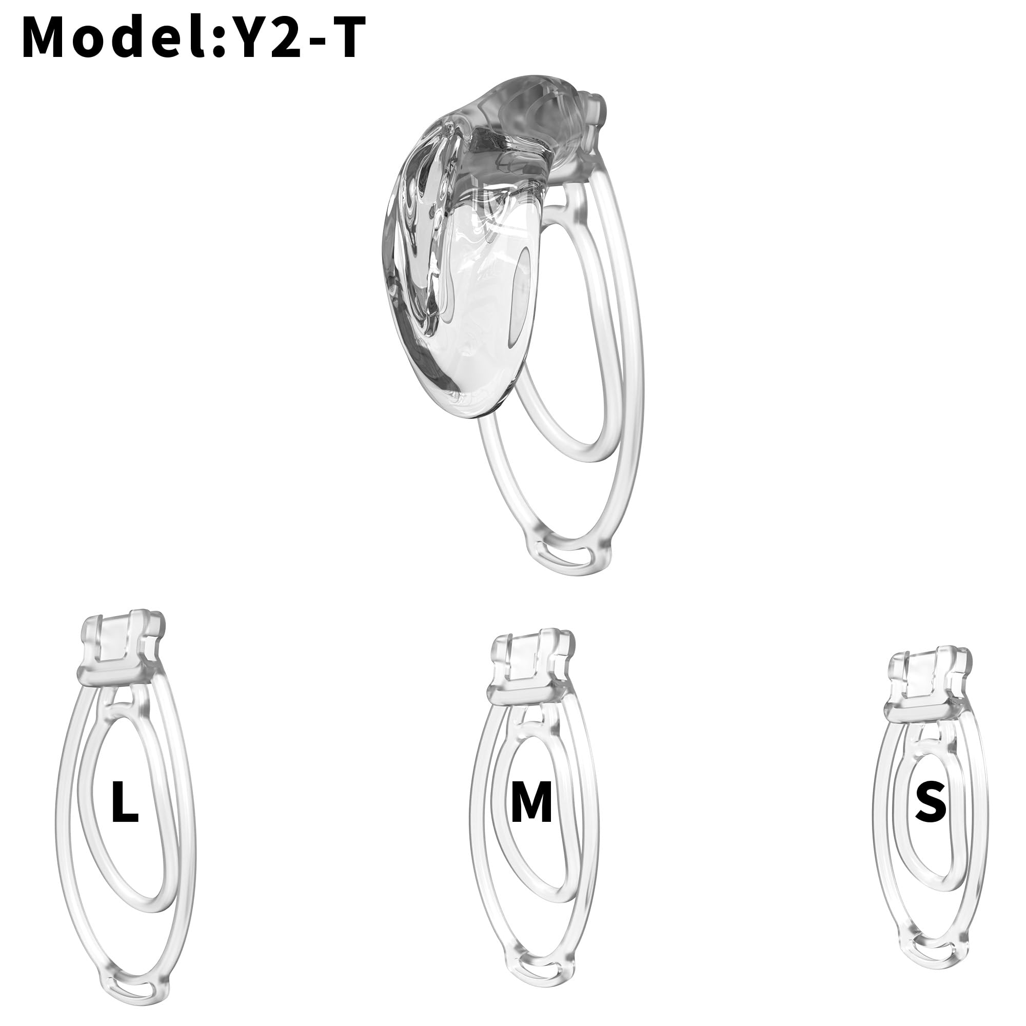 Cage de protection pour hommes, douce pour la peau, avec 3 clips, plusieurs styles disponibles-FRLZB012Y (Transparent + Transparent 3 anneaux)