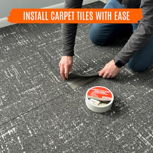 Image of Carpet Tile Tape Double Sided 4in x 90ft (6 Pack) Heavy Duty Reinforced Web Mesh Residue Free - Indoor Outdoor for Carpet Tiles, Hardwood, Vinyl, Rugs, Carpet, Rubber & Mat Gripper