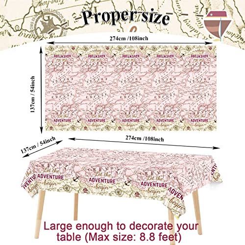 Image of 3 PCS Adventure World Awaits Party Decorations for Graduation Exploring Travel Tablecloths Plastic Disposable Bon Voyage Party Table Covers for Retirement Birthday Adventure Party Supplies Favors