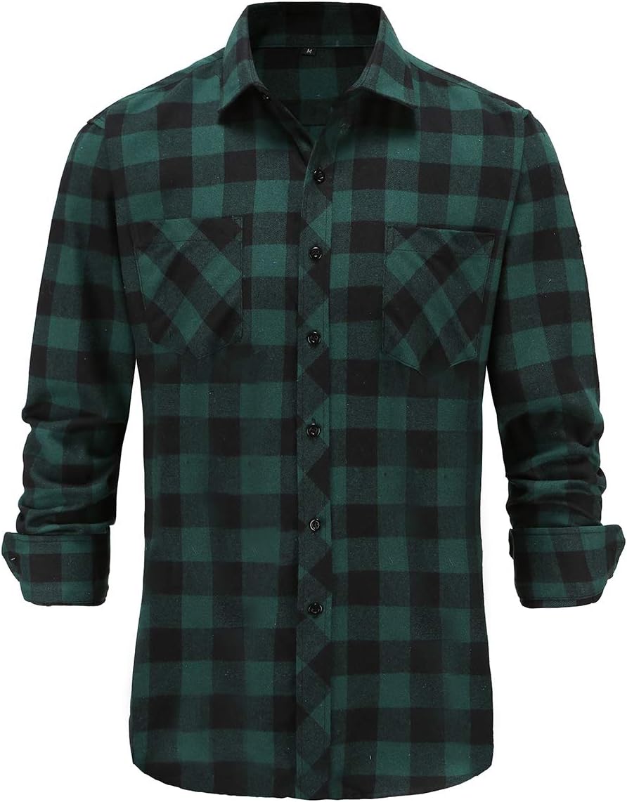 Mens Flannel Shirt Long Sleeve Camisa de Cuadros para Hombre Mens Fashion Shirts