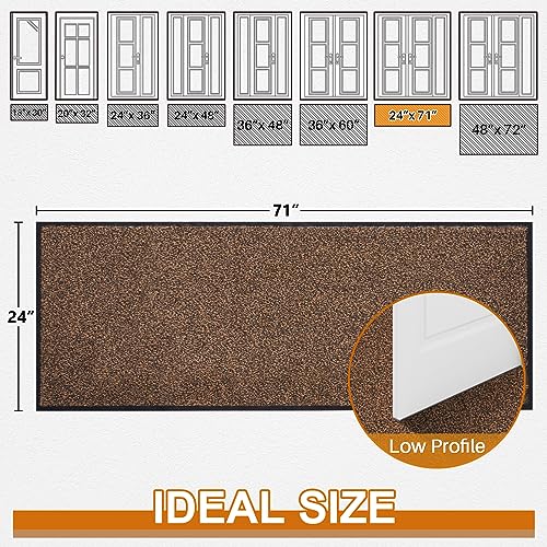 Mibao Door Mats Indoor and Outdoor, Doormat 58 x 180 Cm Brown Black, Washable Door Matts Indoor - Image 2