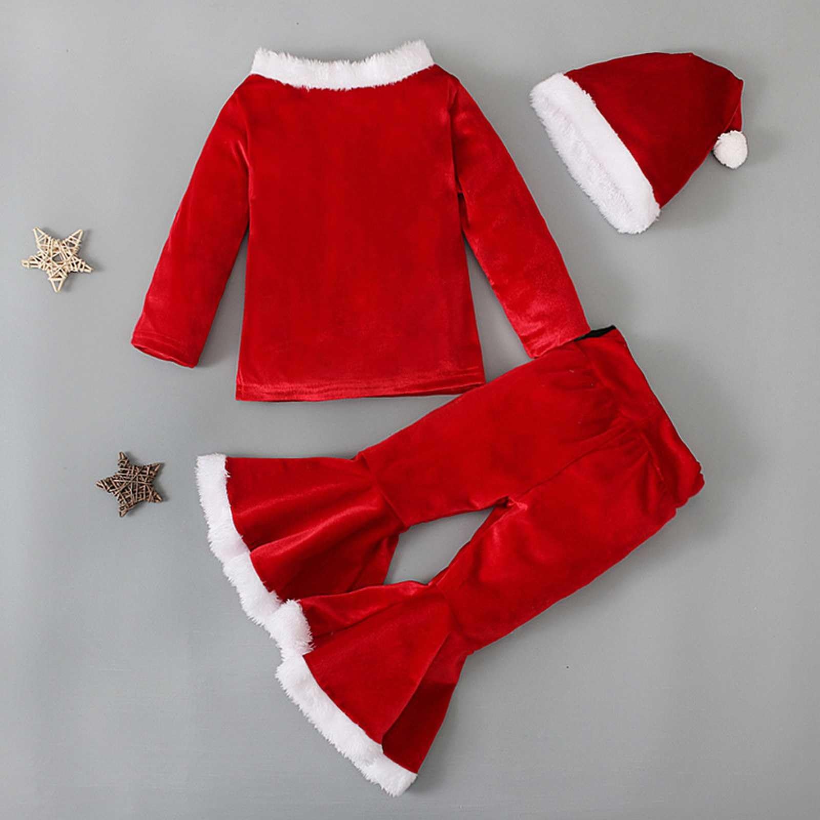 Niño Bebé Niños Niñas Traje Navidad Cosplay Patchwork O Cuello Tops Pantalones Sombrero 3PC Conjunto Trajes Trajes Buceo De Hombre