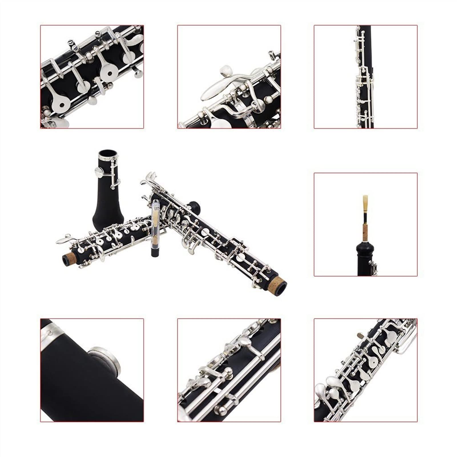 Strumento Oboe Professionale Oboe C Key Semi-Automatico Stile Bakelite Oboe Silver Plated Key Woodwind Strumento con Guanti da Custodia in Pelle Principiante di Oboe