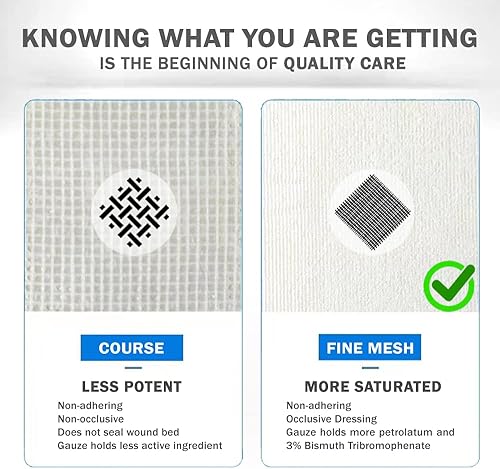 Miniatura 3 de EVERLIT Xeroform Apósito de Petrolato  Almohadilla de Gasa de Malla Fina Oclusiva Estéril y No Adherente  Parche No Tóxico y Suave para Quemaduras,