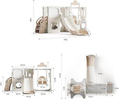 Miniatura 8 de Juego de tobogán para niños pequeños con columpio, toboganes independientes para interiores y exteriores, área de juegos para bebés de 1 a 3 años,