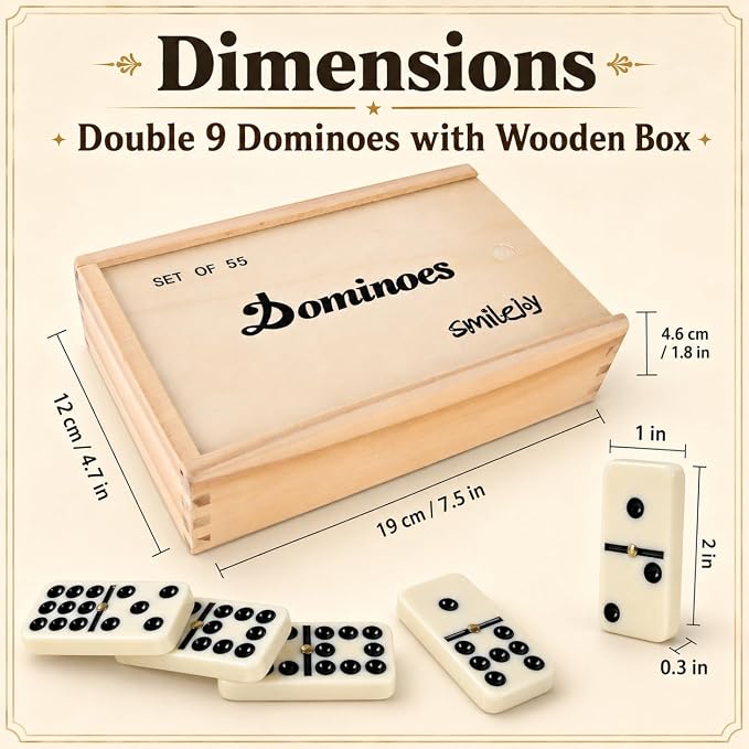 Set de Dóminos Double Nine con caja de madera miniatura 3