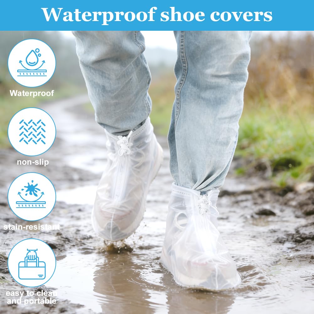 Copriscarpe Impermeabili, Travel Copre Scarpe, Suole Antiscivolo, Design con Cerniera, Riutilizzabili, Lavabile, Soprascarpe Impermeabile Pioggia Neve Fango, Unisex, Bianco - 5