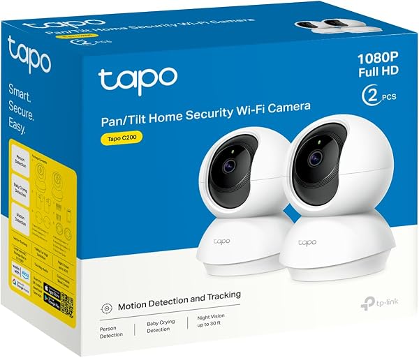 Tapo C200P2 - Cámara IP WiFi 360° Cámara de Vigilancia FHD 1080p,Visión Nocturna, Notificaciones en Tiempo Real, Admite Tarjeta SD,Detección de Movimiento,Control Remoto,Compatible con Alexa - 3