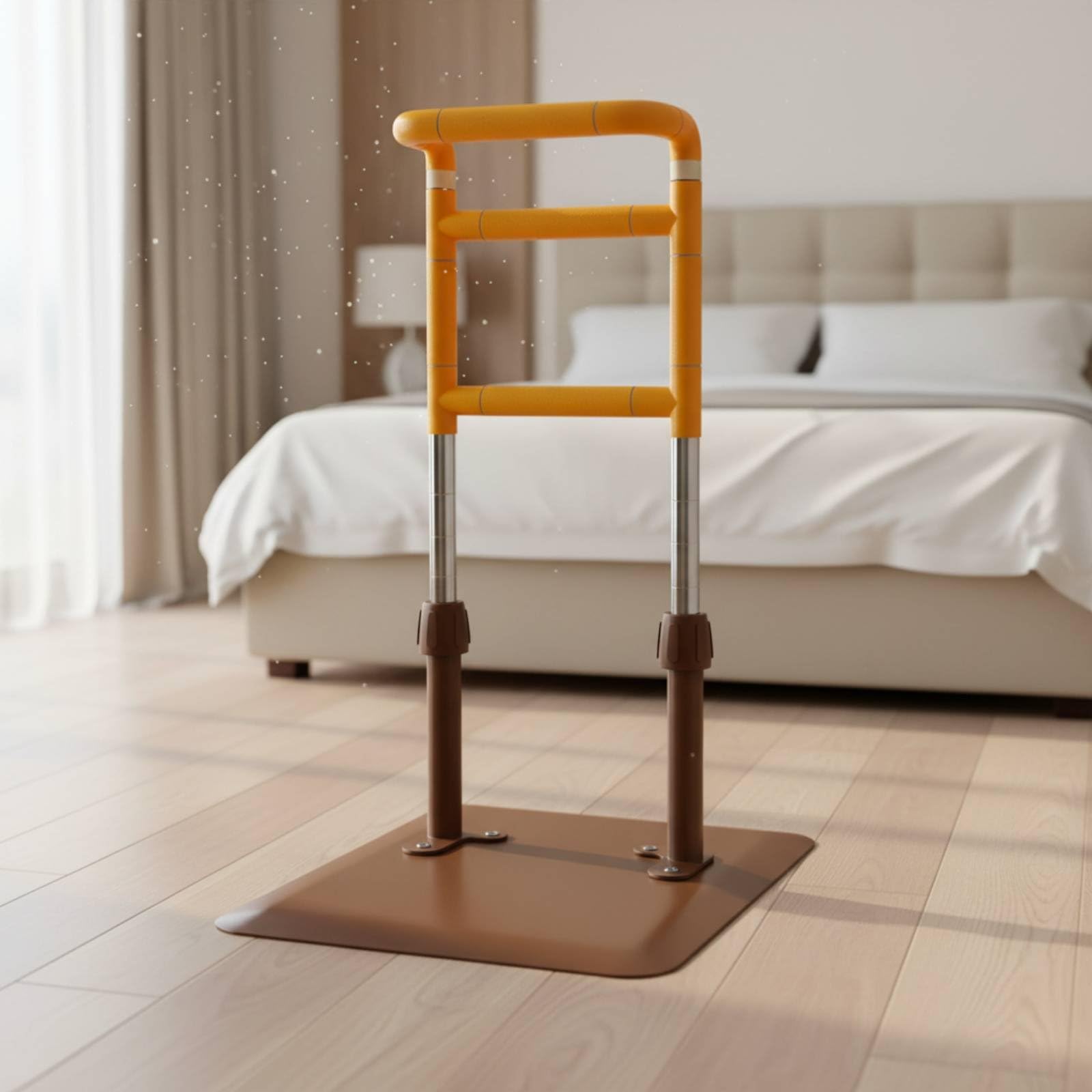 harayaa Maniglia di Sostegno per Letto con Montaggio Sotto E Base Stabile Materiale in Acciaio Inossidabile E Plastica con Maniglia Antiscivolo