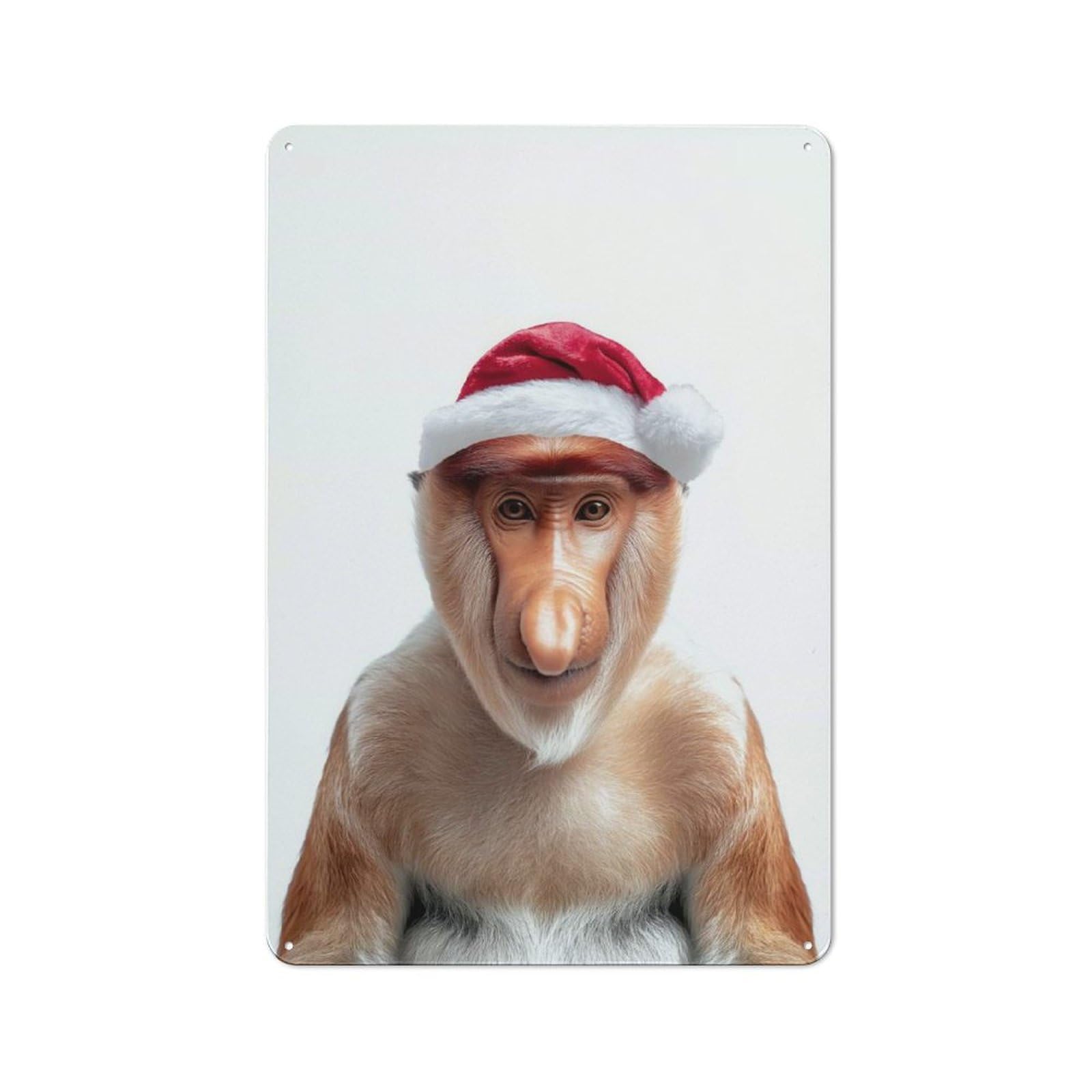 Retro Metal Sign 30x20cm Featuring Proboscis Monkey Christmas for Bar Or Restaurant, for Bar Decor Enthusiasts